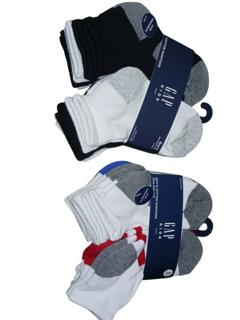GAP Kids Boys Cotton Quarter Socks Bundle 16 Pairs NWT Size 7-10